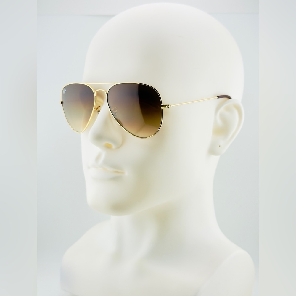 Ray-Ban Aviator Sunglasses RB3025 Gold Frame Gradient Brown Lenses 58mm UNISEX! - Picture 3 of 16